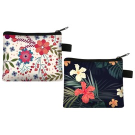 LdawyDE Coin Purse, 2 Pieces Small Purses for Women with Zip, Canvas Small Coin Purse Cosmetic Bag Women Coin Pouch, Elegant and Fashionable, Suitable for Storing Change, Cosmetics