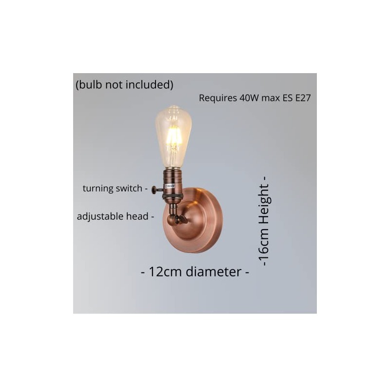 Loxton Lighting - Metal Plated Vintage Wall Sconce with on/Off