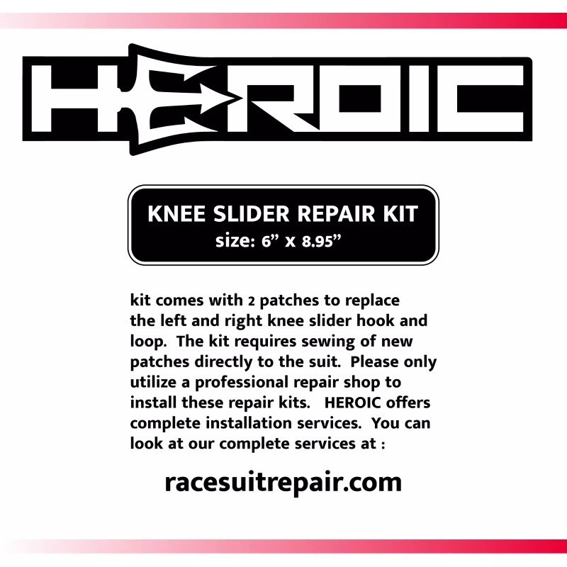 HEROIC Hook and Loop Knee Slider Patch Repair Kit for