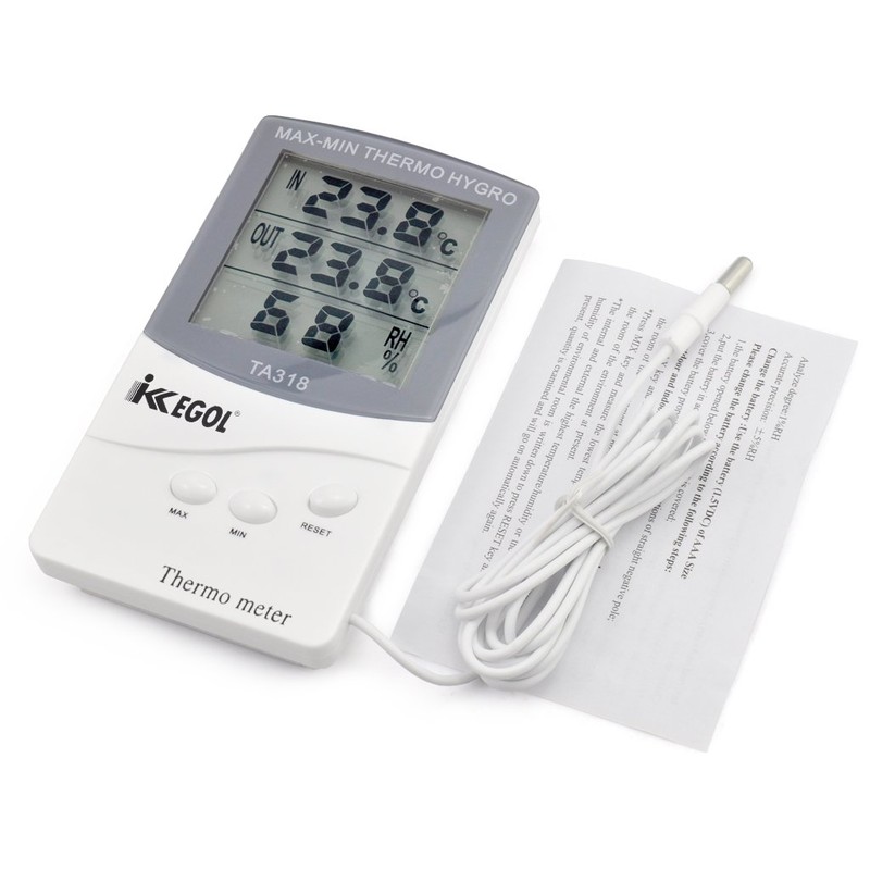 iKKEGOL Dual Sensor LCD Display Indoor Outdoor Digital Thermometer Hygrometer