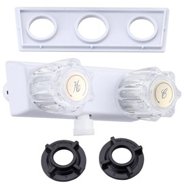 PuritySage RV Shower Faucet,4” Dual Knob Diverter Valve for Indoor/Outdoor Tub Use,Acrylic Shower Faucet Replacement for Camper, Motorhome & Trailer Bathroom Showers (White)