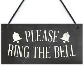 RED OCEAN PLEASE RING THE BELL House Door Hanging Plaque Garden Home Decor Sign Notice