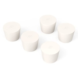 BorinGlass Solid Rubber Stoppers, 5 Pack 8# - 41mm(1.61in) x 33mm(1.30in) Diameter - 30mm(1.18in) Length - 1.18in Length - White Tapered Lab Seal Rubber Stopper