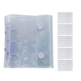 Yurika Seal Notebook, Transparent Binder Cute Sticker Binder for Girls, Removable, A8, Clear Seal Notebook, Includes 25 Transparent Loose Papers, Refillable (Purple Set)