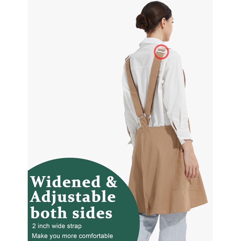 APRONNER Cozy Adjustable Cross Back Aprons for Women with Pockets