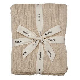 Huxie Denmark - Knitted Baby Blankets - Soft and Cozy 100% Organic Cotton Receiving Baby Blanket for Boys and Girls - Ideal for Stroller and Crib, 30 x 40 inch (Ribbed - Fog)