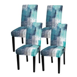 Gibelle Dining Room Chair Covers Set of 6, Stretch Parsons Chair Slipcovers Universal Removable Washable Chair Seat Covers Protector for Dining Room, Kitchen, Hotel and Party, Turquoise, Grey