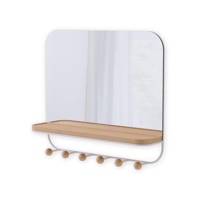 Umbra Estique Over-The-Door Multi-Use Organizer, W/Mirror, White