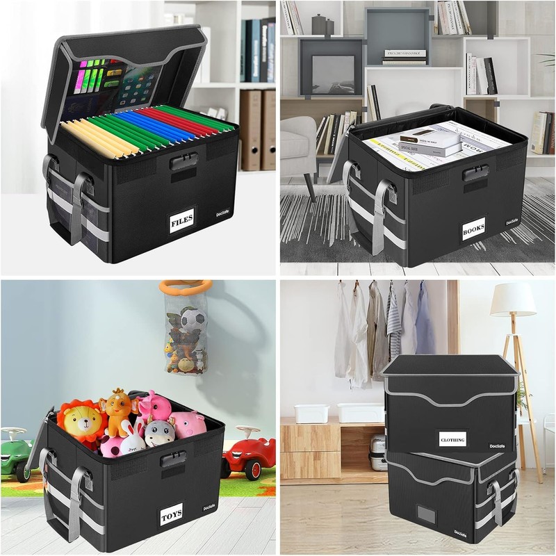 DocSafe Fireproof Document Box with Lock, File Storage Organizer with