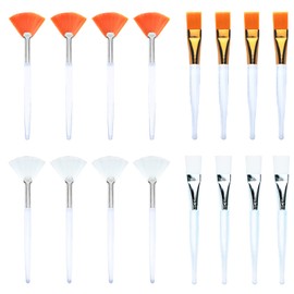 16 PCS Facial Mask Brush Fan Brushes Facial Applicator Brush Acid Applicator Brush Tools for Mud Cream, Makeup Peel (White, Rufous)