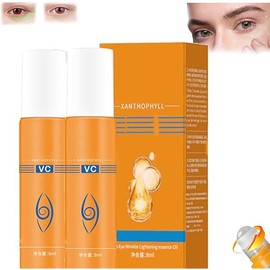 Din-Kiss Eye Oil, Din-Kiss Lutein Eye Essence Oil, Vc Eye Essence Oil, Eye Serum Oil Roller Ball, Eye Wrinkle Essence Oil, 8ml Din-Kiss Lutein Eye Oil, Lutein Oil (2PCS)
