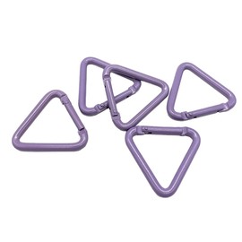 A-CRAFT 5 Piece Set of 5 Triangular Carabiners, Lightweight, Aluminum, 1.6 inches (40 mm), Keychain, Camping, Outdoors, Hooks, Small Items, Fixing (Purple)