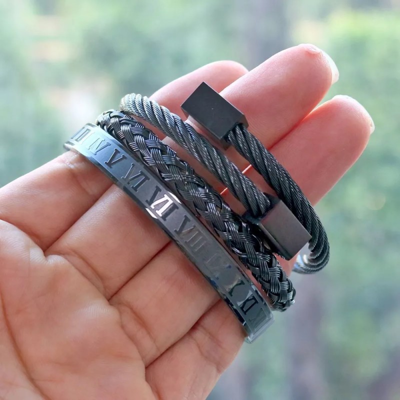 K&H Pulseras Caballero Regalo Novios Papá Amigo Acero Inox