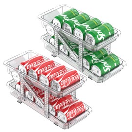 Clberni 2 Packed Soda Can Organizer for Refrigerator, Adjustable width, Drink Organizer for Fridge, Soda Can Dispenser for Pantry or Kitchen, Canned Food Storage organizer. (2 sets)