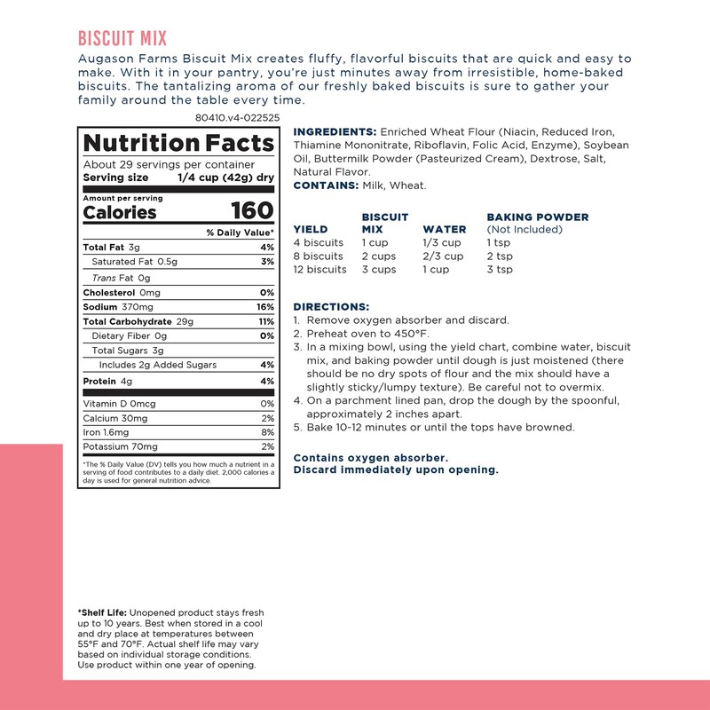 Buttermilk Biscuit Mix Can Emergency Food Supply, 29 Servings, 10