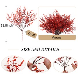 RECUTMS Artificial Greenery for Outdoors Lavender Fall Fake Plants Fake Flowers Outside UV Resistant Faux Greenery Artificial Plants Faux Flowers for Fall Wedding Yard Window Autumn Decor (Wine Red)