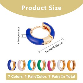 DICOSMETIC 7 Pairs 7 Colours Huggie Hoop Earrings Made of Alloy and Enamel 14 x 4.5 mm White Pink Orange Blue Purple Small Huggie Hoops Set, Alloy Steel
