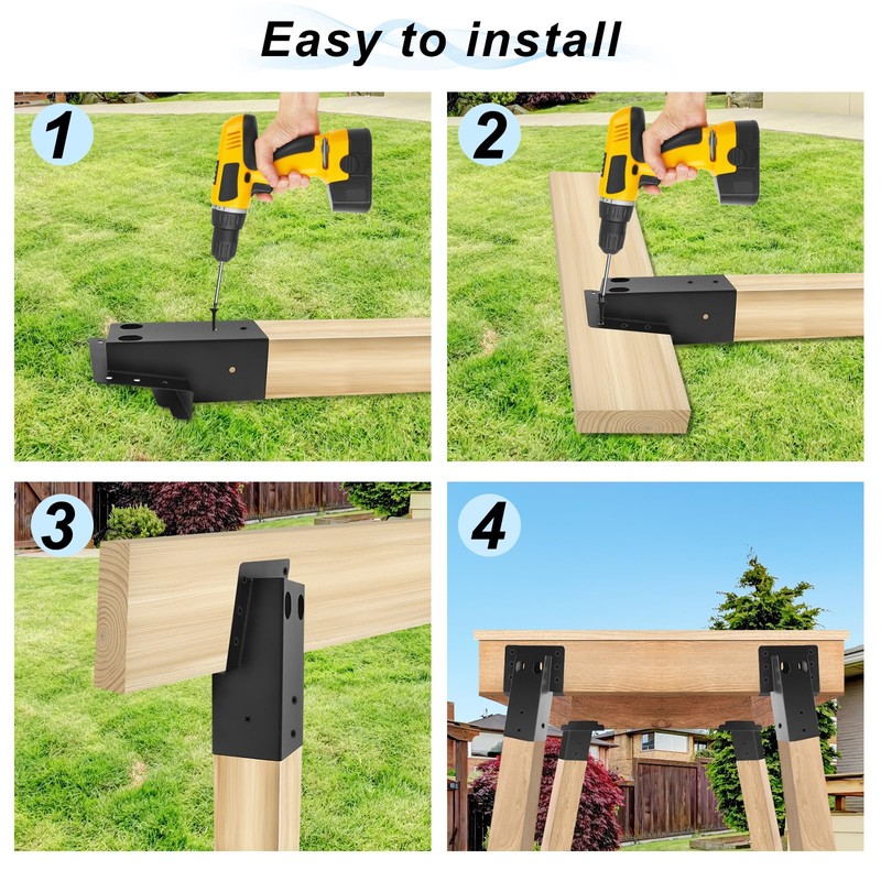 4 Pcs Outdoor 4"x4" Compound Angle Brackets,Deer Stand Brackets for