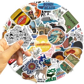 Australia Stickers for Water Bottle,50 PCS Australia City Stickers Pack for Laptop Phone Skateboard Bicycle Suitcase Luggage Car Guitar,Waterproof Aesthetic Vinyl Stickers for Teens Party Favors