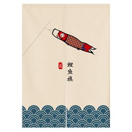 Cortina japonesa noren para puerta, tapiz de Koinobori y onda, para decoración del hogar, 83,8 x 119,4 cm