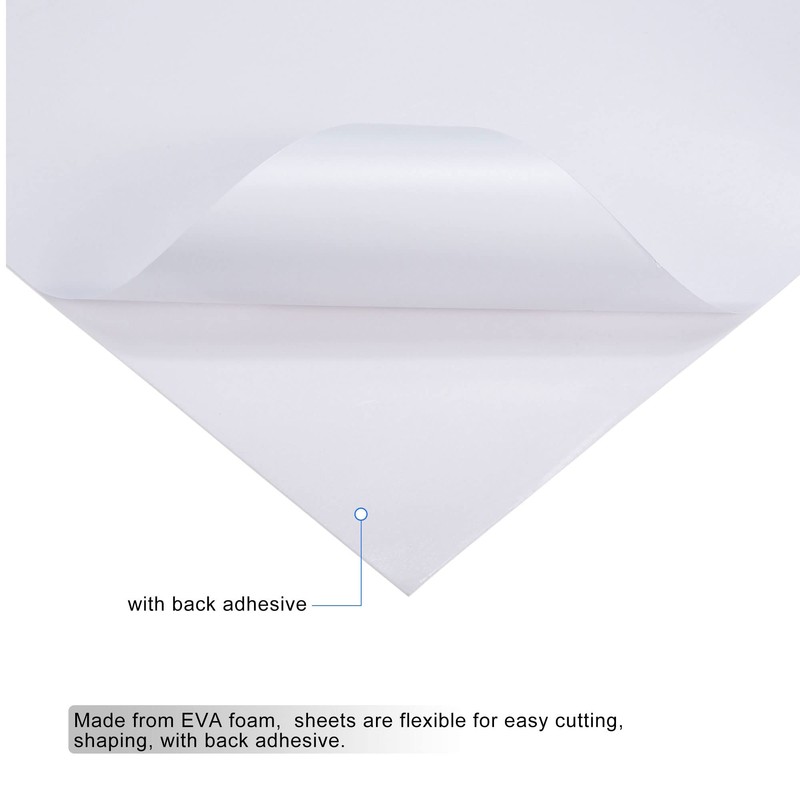 MECCANIXITY EVA Foam Sheets White Self Adhesive Back 6.56ft x