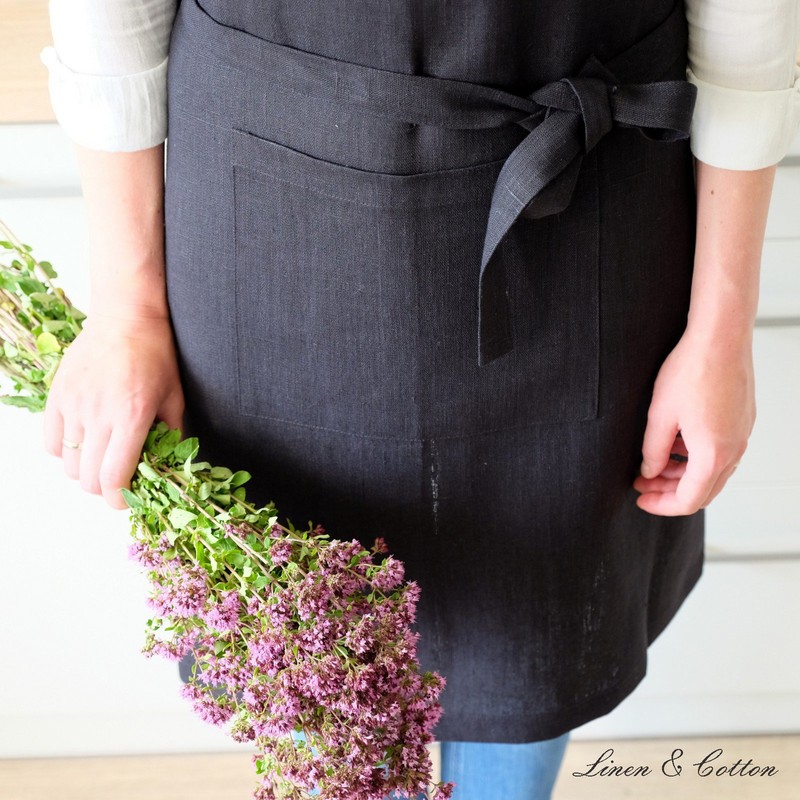 Linen & Cotton Unique and Stylish Apron ELLA, 100% Linen