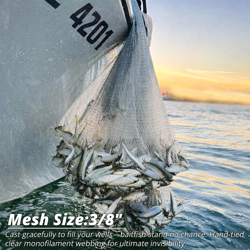 Ultra Light Series Fishing Cast Net with Eco-Friendly Lead Weights