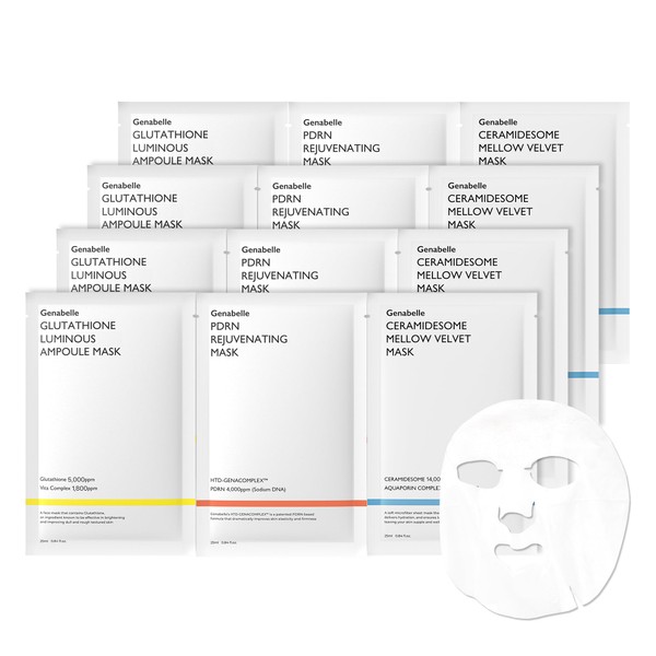Genabelle Mask Pack of 3 Types 12 Masks (4 Glutathione