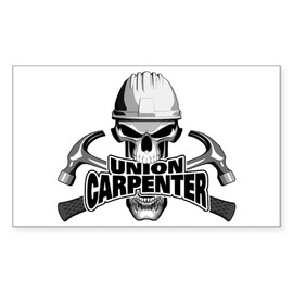 CafePress Union Carpenter Skull Sticker Rectangle Bumper Sticker Car Decal