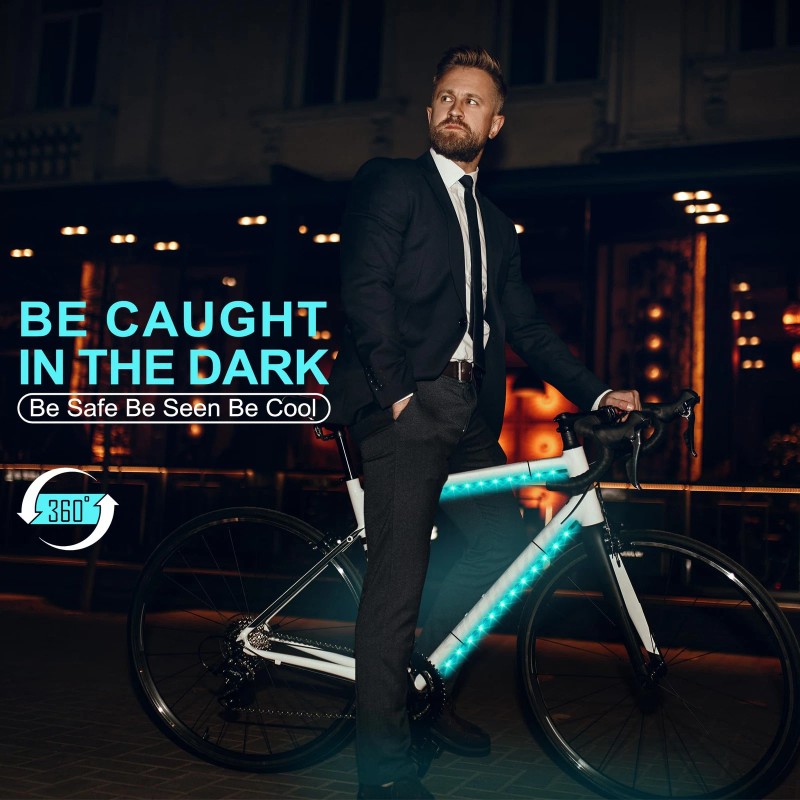 Martronic 2-Pack LED Bike Frame Lights Kit for Night Riding,