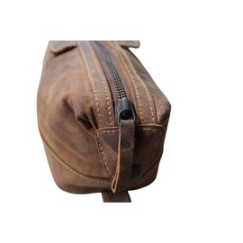 Leather Toiletry Bag: Vintage Travel Shaving & Double Set Cosmetics & More: Spacious Interior & Compact Fits Easily in Luggage, brown, toiletry bag