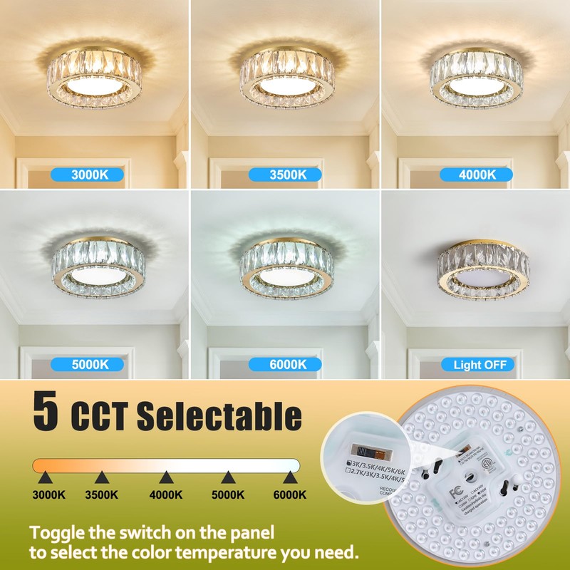 Gisisee 11 Inch Modern Gold Luxury Flush Mount Ceiling Light,Small