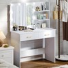 WAYES 3-Foot Wooden White Vanity Desk with Mirror and Lights,