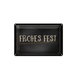 Ontrada Blechschild 20x30cm gewölbt Frohes Fest Deko Geschenk Schild