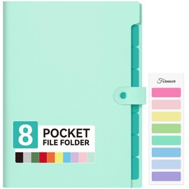 Forvencer Expanding File Folder with 8 Pocket, Letter Size Accordion File Organizer, Portable Folders for Documents, Cute Paper Organizer, Filling Products for School Office Supplies, Mint Green