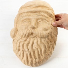 Factory Direct Craft Pack of 2 Paper Mache Santa Mask Father Christmas Papier Mache Mask DIY Holiday Craft Ready to Paint, Decoupage and Decorate (Size: 14 inches x 10 inches)