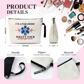 Cusrtyh I'm a Paramedic Funny Canvas Zipper Makeup Bag, Travel Accessories Storage Toiletries Bag, Gifts for Paramedic Emergency Medical Technician Ambulance Technician ICU Nurse EMT EMS, White