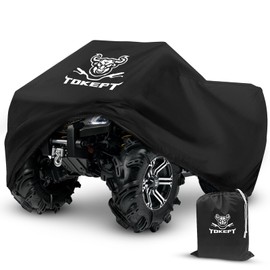 Tokept ATV Cover, Heavy Duty Black Waterproof Oxford Fabric Protective 4 Wheeler Quad Cover for 86" Kawasaki Honda Polaris Yamaha (86''L x 38''W x 42''H)