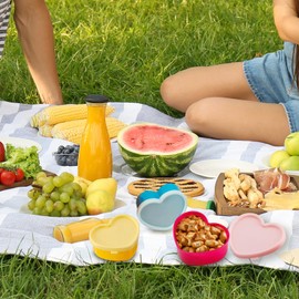 CYMYGS 10 Pcs Snack Boxes for Kids, Plastic Snack Pots, Heart-Shaped Snack Containers Airtight Kitchen Food Set, Reusable for Condiments, Lunch, Yoghurt, Salads