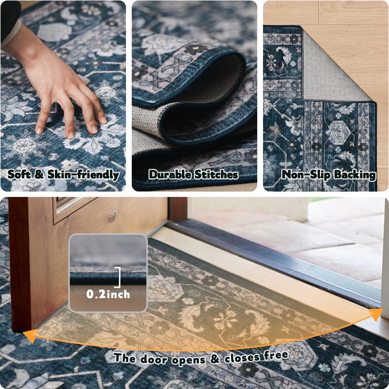 Large Floral 3x5 Entryway Rug Boho Area Rugs for Living