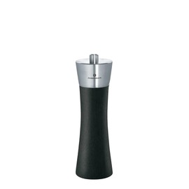 Zassenhaus Augsburg 7-Inch Black Dual Salt & Pepper Grinder with Stainless Steel, Refillable Manual Mill - Salt Pepper Grinder Set