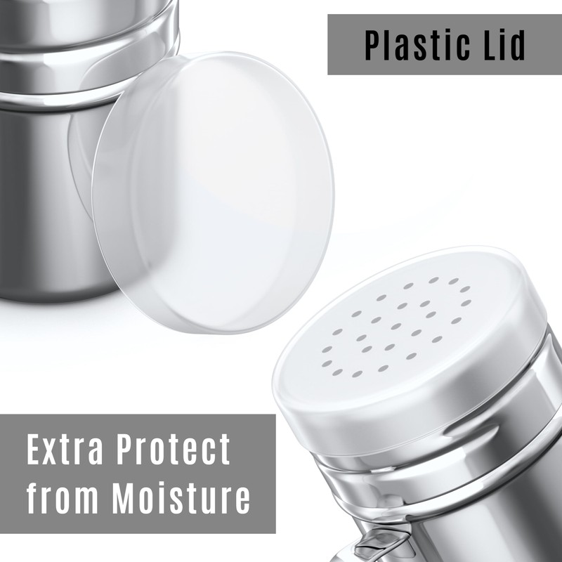 CUSINIUM 6oz Stainless Steel Salt Pepper Dredge Shakers - With