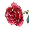 24K GoldPlated Rose Flower Pink Green Leaf for Valentine's Day