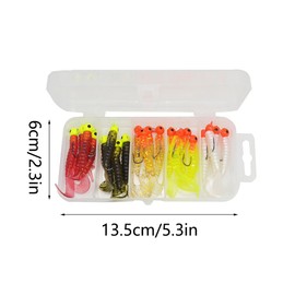 Fishing Soft Lures Set, 5.5cm Fishing Tackle 3.5g Jig Heads Hooks Bionic Worms Fishing Baits for Bass Trout Pikes, 20 Pack