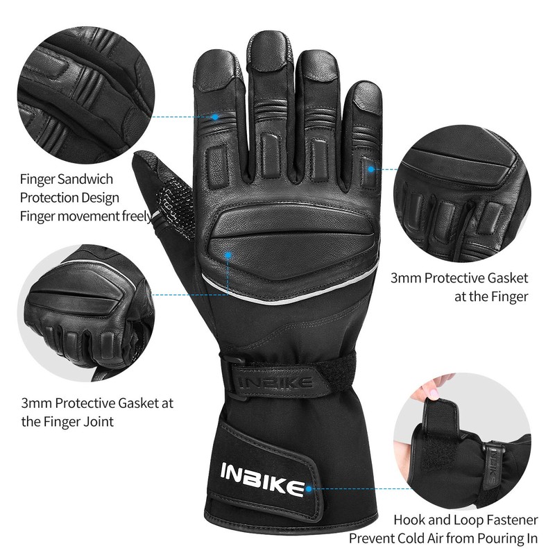INBIKE Winter Motorcycle Gloves Men Waterproof Windproof Touchscreen Warm for