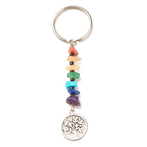 Crystal Keyring, 7 Chakra Healing Crystal Tree of Life Key