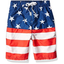 Kanu Surf Boys' Echo Quick Dry UPF 50+ Beach Swim Trunk, Flag II R/W/B, Large (7)