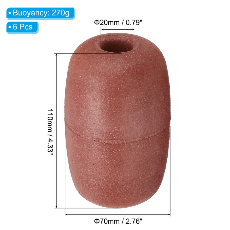 PATIKIL 4.33" x 2.76" Rope Float Buoy, 6 Pcs 270g
