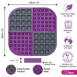 Lickimat Slomo, Original Dog Slow Feeder, Licking Mat and Alternative to Puzzle Feeder. Great Boredom Buster for Dogs (Purple)