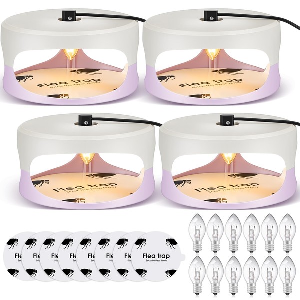 Kittmip 4 Pieces Flea Traps with 8 Sticky Disc 12